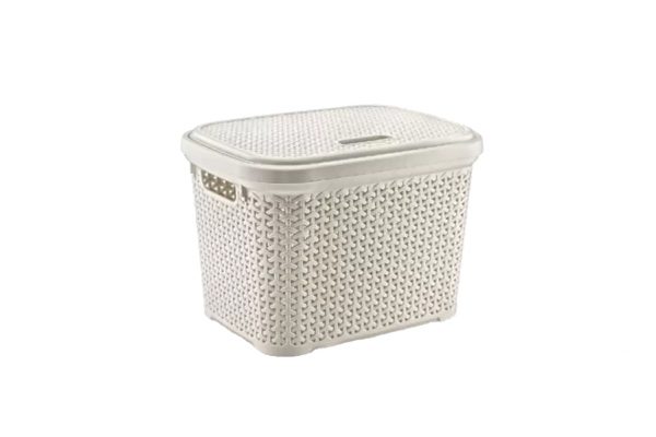 White Plastic Storage Rattan Box, White Storage Boxes With Lids Uk