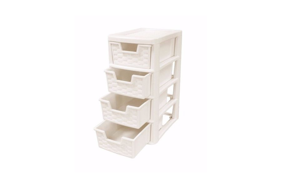 Buy 4 Drawer Small Cream Rattan Plastic Storage Unit Plastic Storage