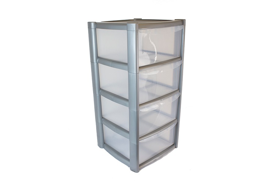 Buy 4 Drawer Plastic Storage Tower Unit Silver Plastic Storage Boxes