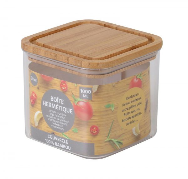 1000ml Plastic Food Container With Bamboo Lid Plastic Storage Boxes