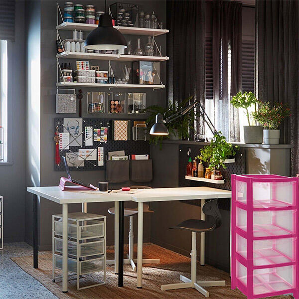 Buy 4 Drawer Plastic Storage Tower Unit Pink Plastic Storage Boxes