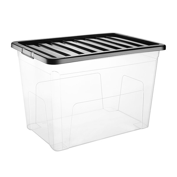 BLACK/CLEAR LID MULTI PACKS OFF 80 LITRE PLASTIC STORAGE BOX NEW STRONG BOX 