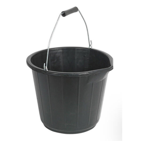 Buy 20 x 15 Litre Black Builders Bucket Plastic Storage Boxes