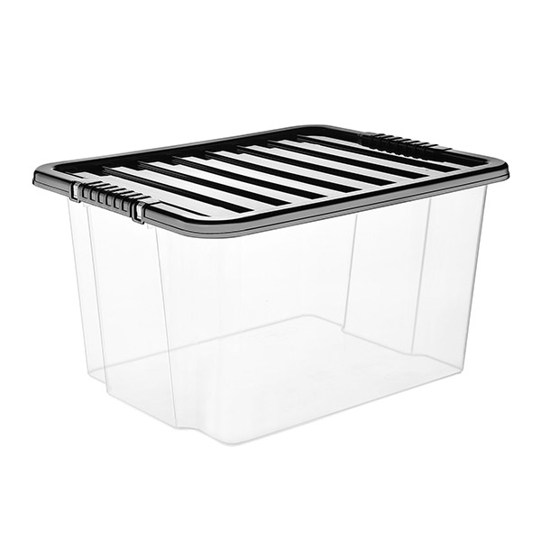 Set of 10 Large Plastic Storage Clear Box with Lid Container Made In U.K. 