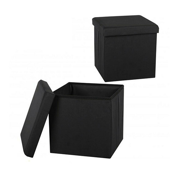Black Foldaway Ottoman Storage Box Plastic Storage Boxes