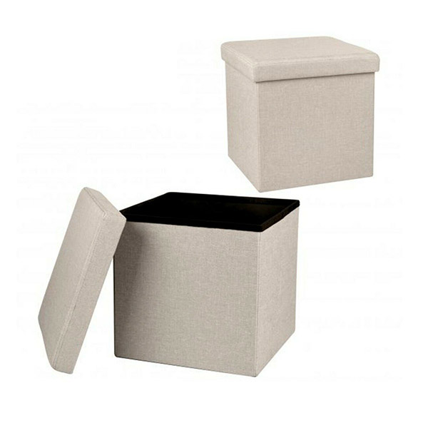 Cream Foldaway Ottoman Storage Box Plastic Storage Boxes