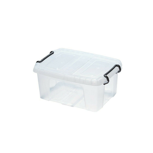 Transparent Easymanie 6-pack 4.5 L Small Plastic Storage Boxes with Clip Lid 