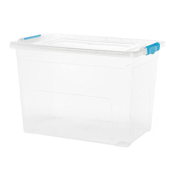 80 Litre Plastic Storage Boxes with Clear Lid and Clips Plastic